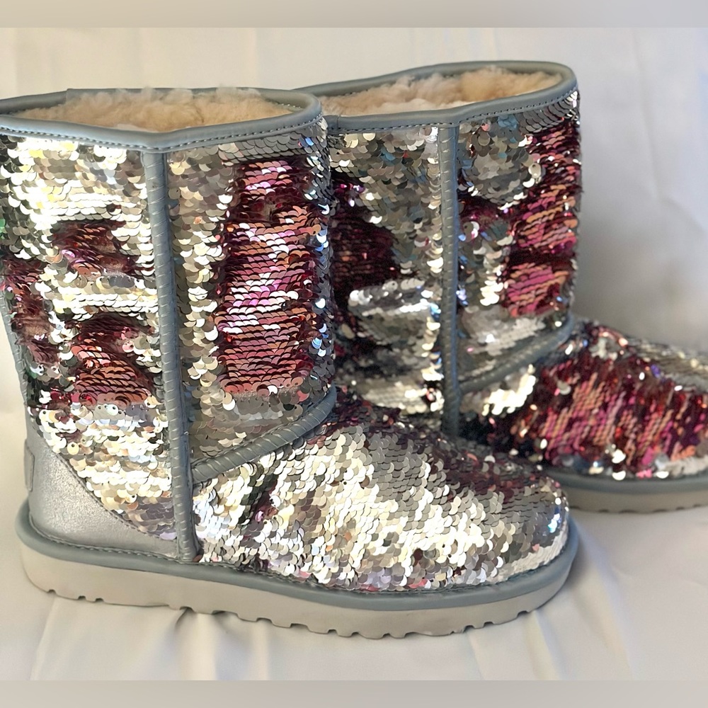 UGG Silver/Pink Flip Sequin Boots
